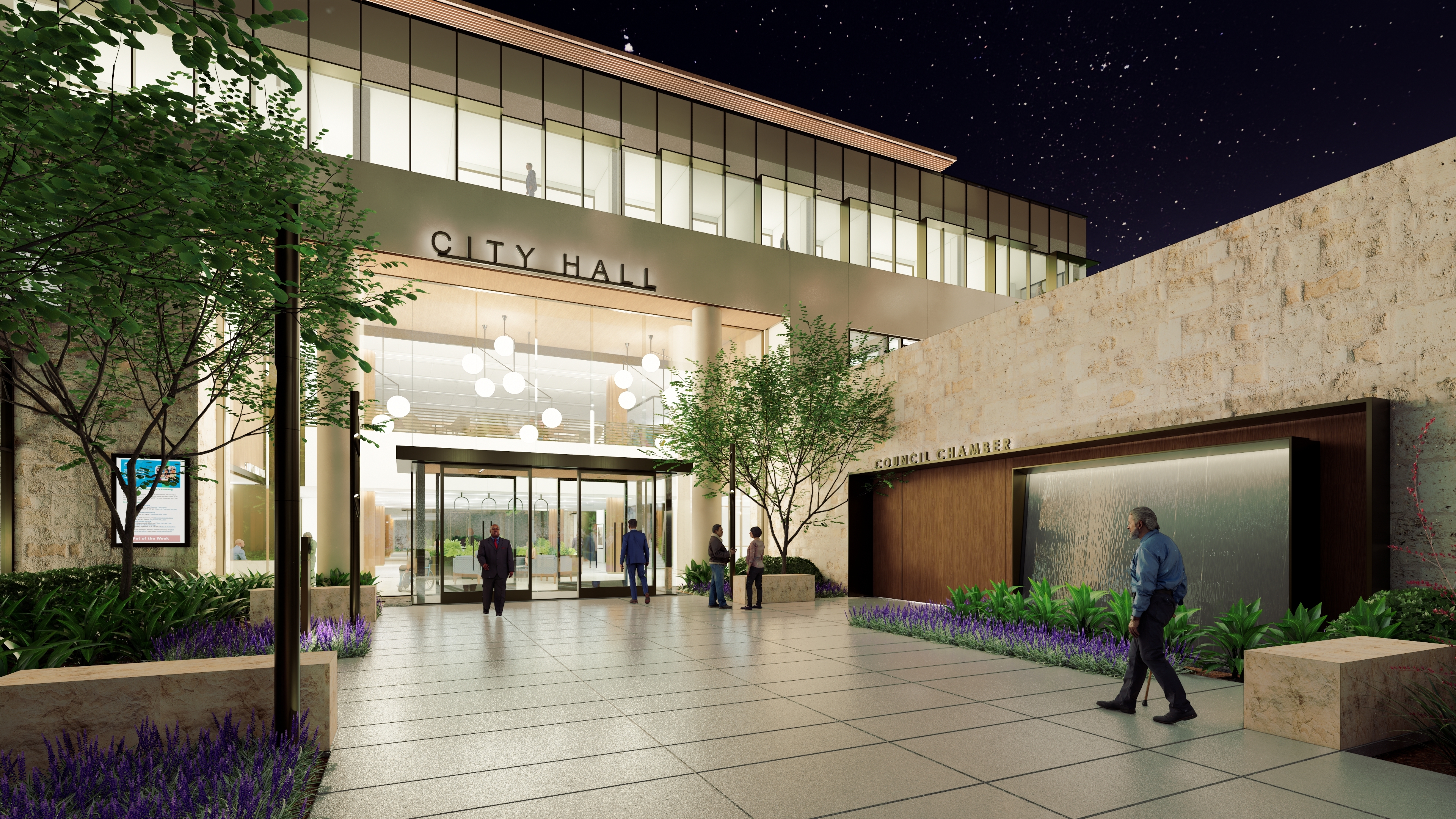 E City Hall Plaza Perspective Night